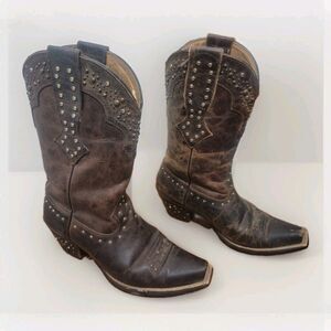 Ariat Womens 10006850 Brown Leather Rhinestone Cowgirl Boots Size 7.5B